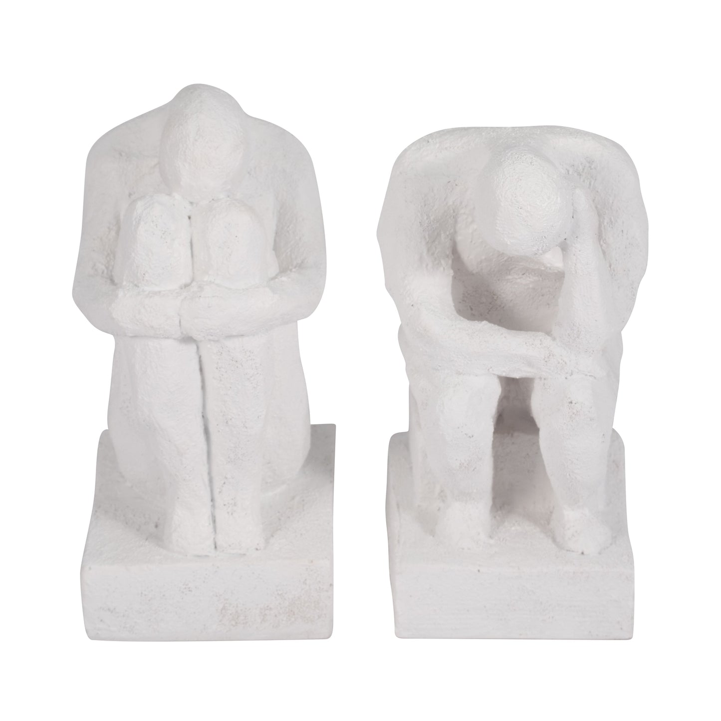 S/2 7" Thinking Man Bookends, White