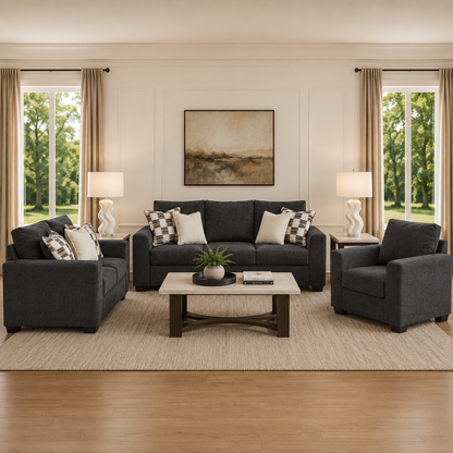 Loreo Sofa Set with 2 Free 28" LOVELL QUARTZ RESIN TABLE LAMP