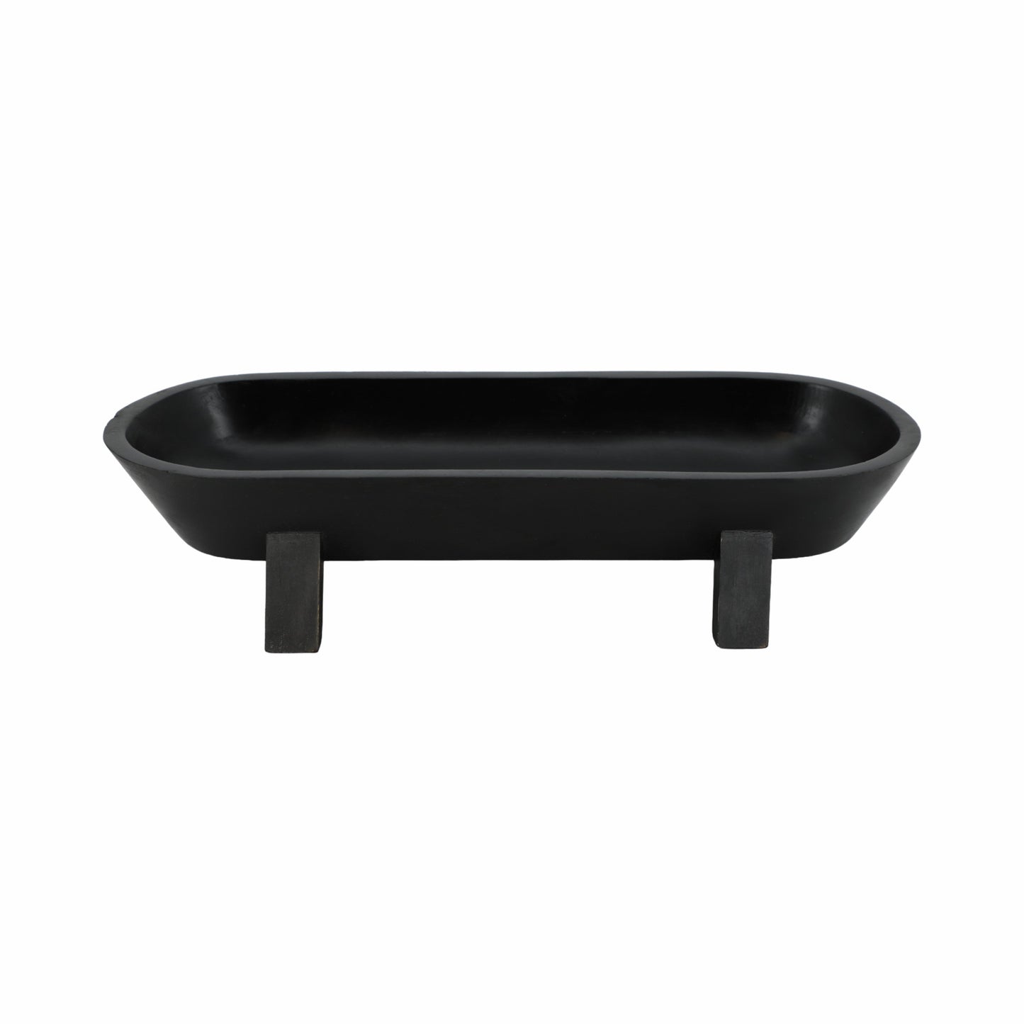 16" Footed Oval Bowl, Black