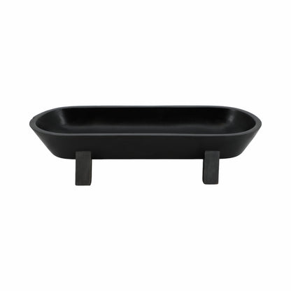 16" Footed Oval Bowl, Black