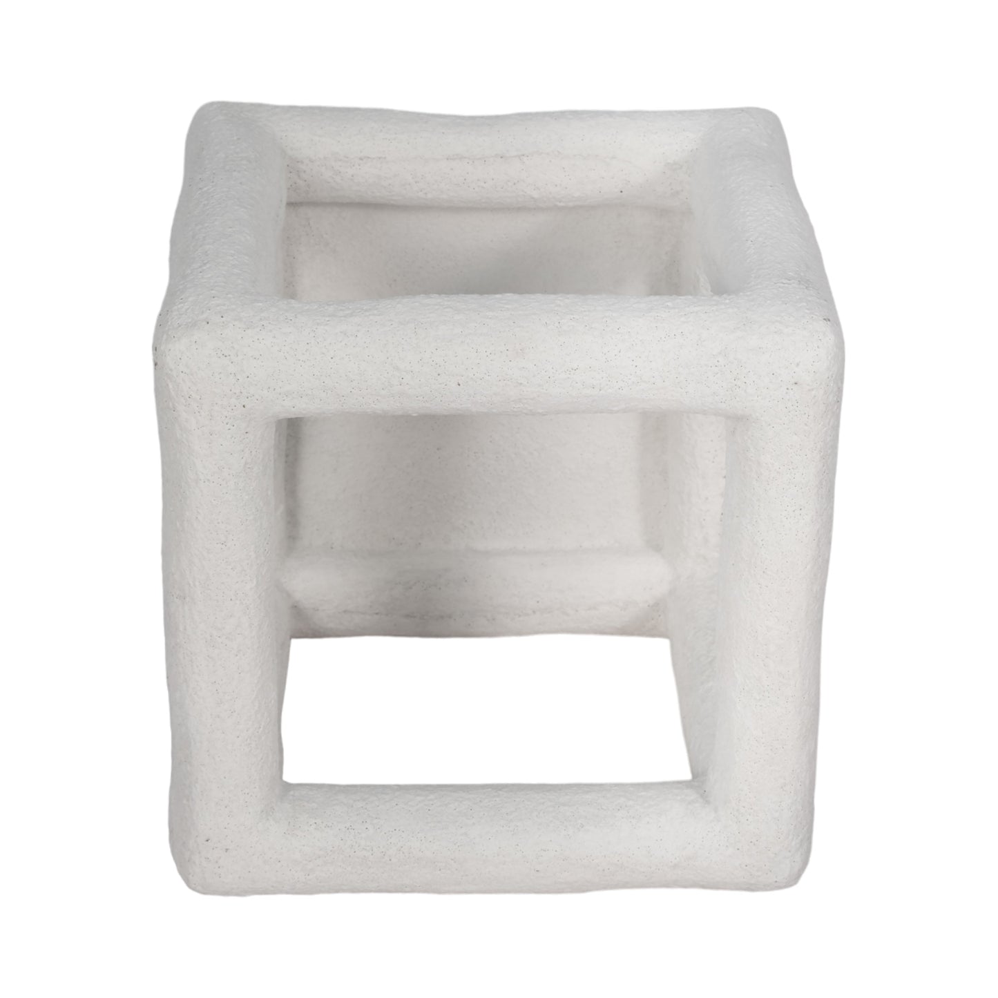 10" Textured Open Square Object, White