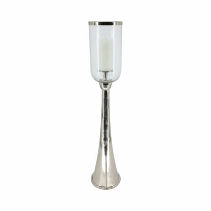 34" Radiant Small Silver Glass Candle Hurricane