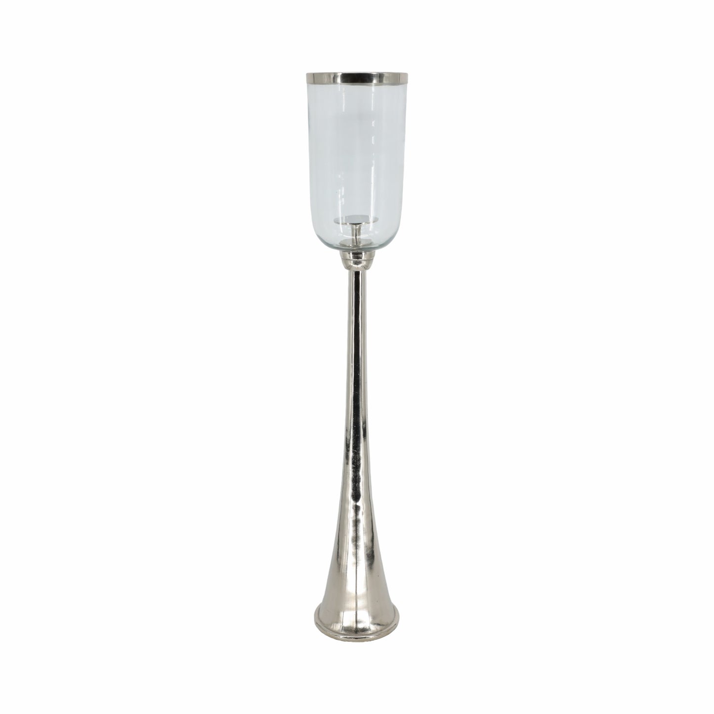43" Radiant Large Silver Glass Candle Hurricane
