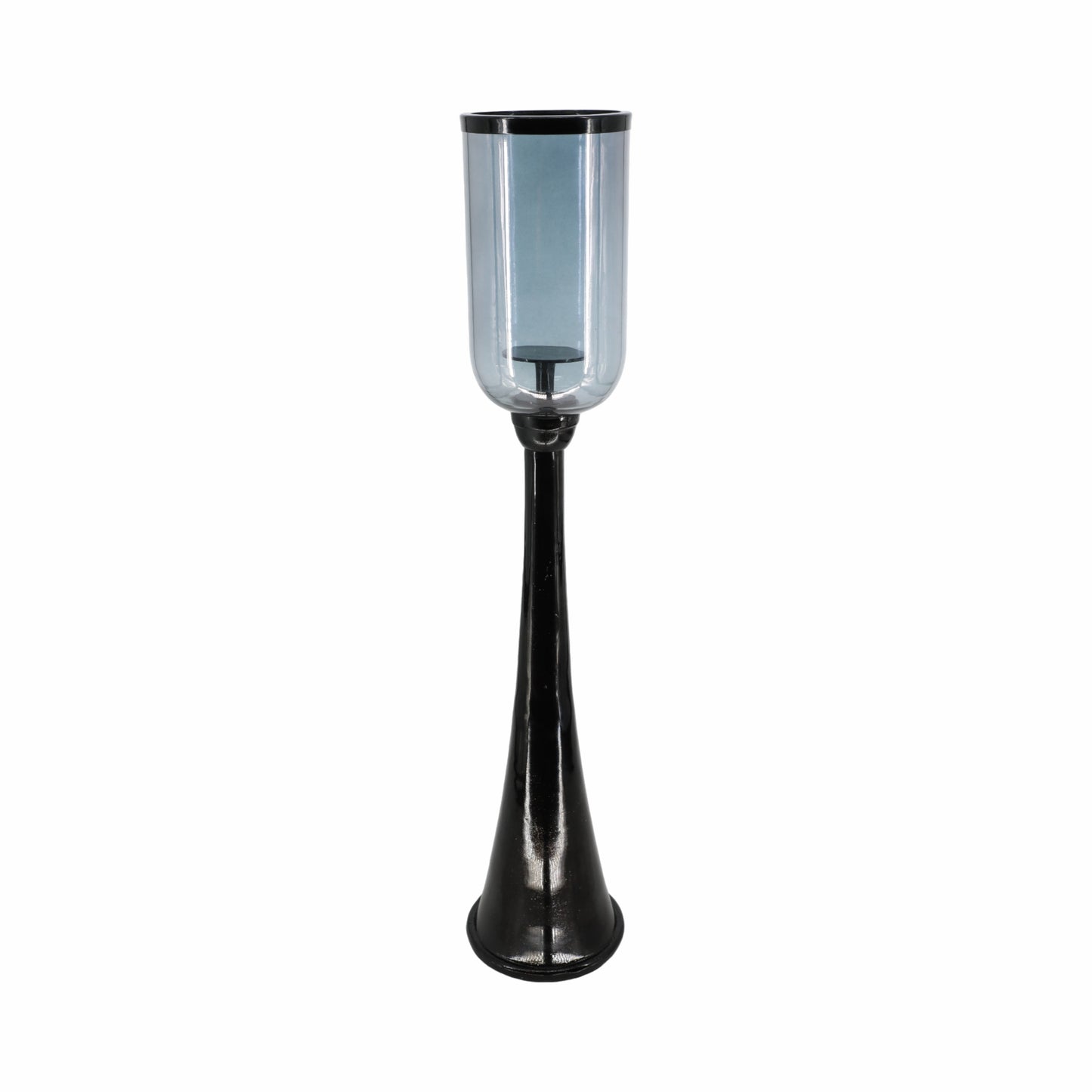 34" Ember Small Black Glass Candle Hurricane