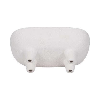 وعاء مستطيل دائري بقاعدة مقاس 10 بوصات، أبيض