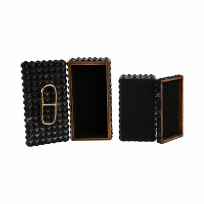 S/2 11/14" Bente Grey Resin Boxes