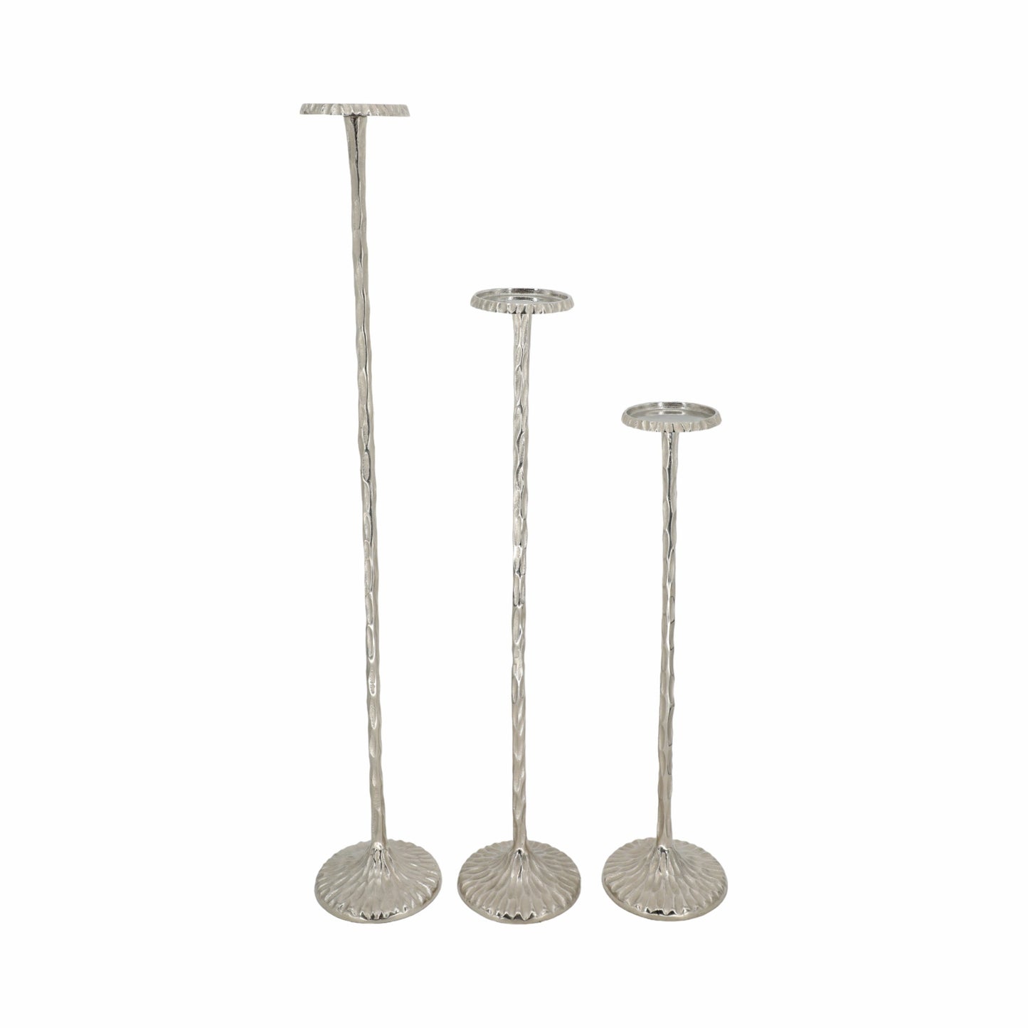 S/3 26/32/40" Crestin Silver Tall Candleholders Kd