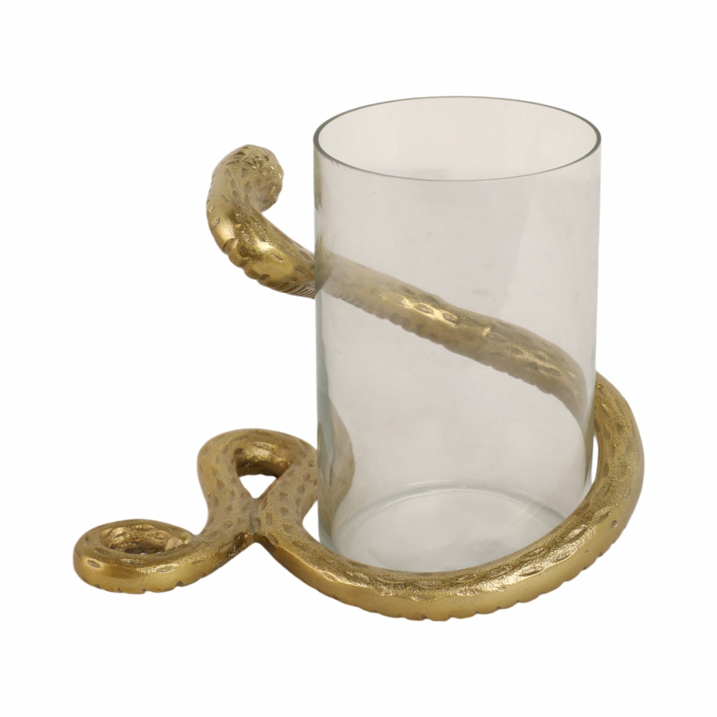 9" Snake Around Pillar Holder, Gold