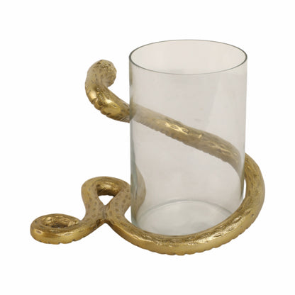 9" Snake Around Pillar Holder, Gold
