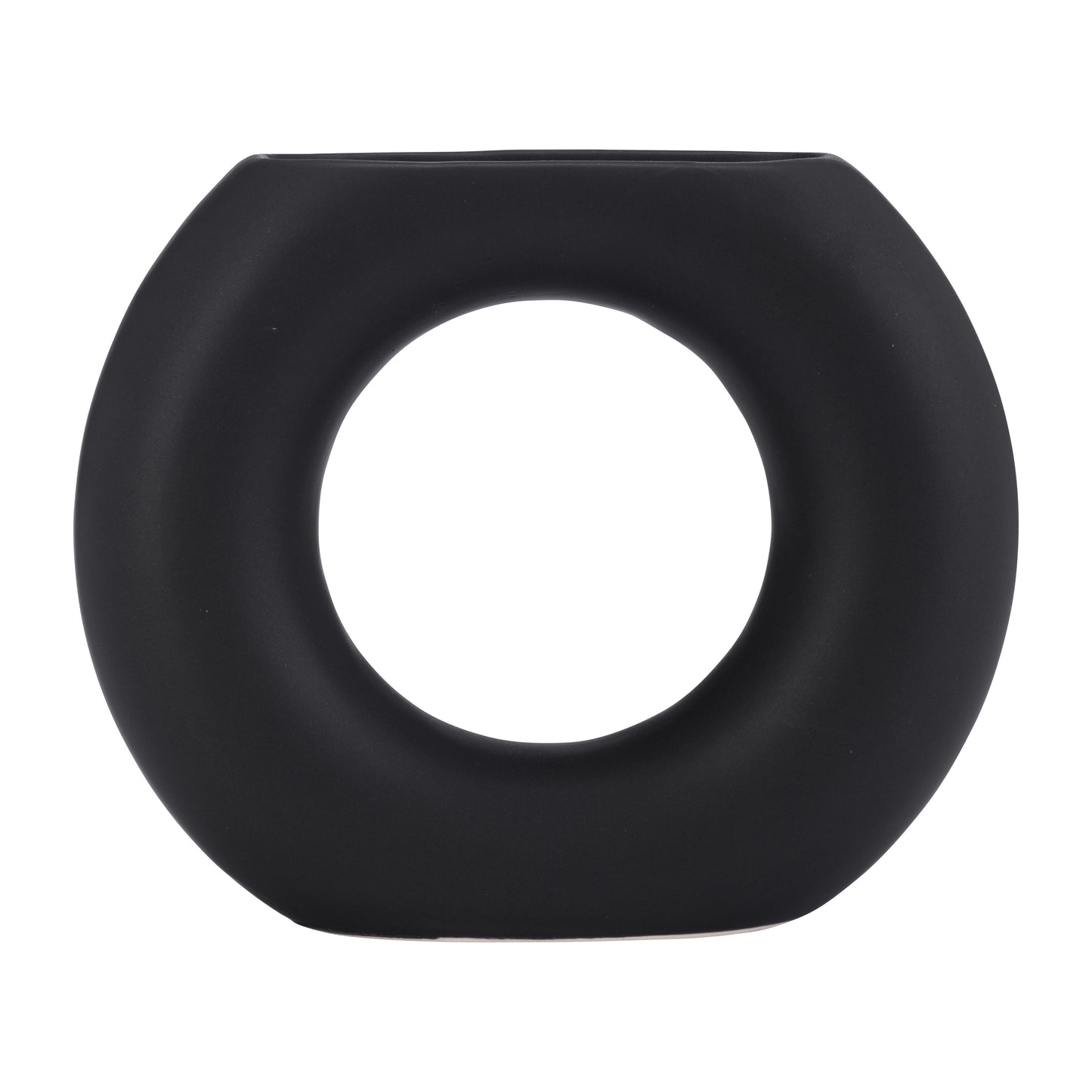 17058-02 |Cer, 5" Donut Vase, Black