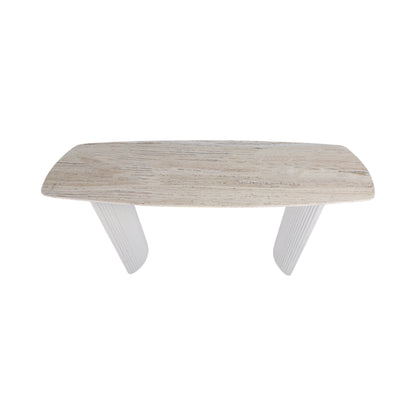 EV21206-03 |60"catalina Travertine&fluted Wood Console Tble/kd