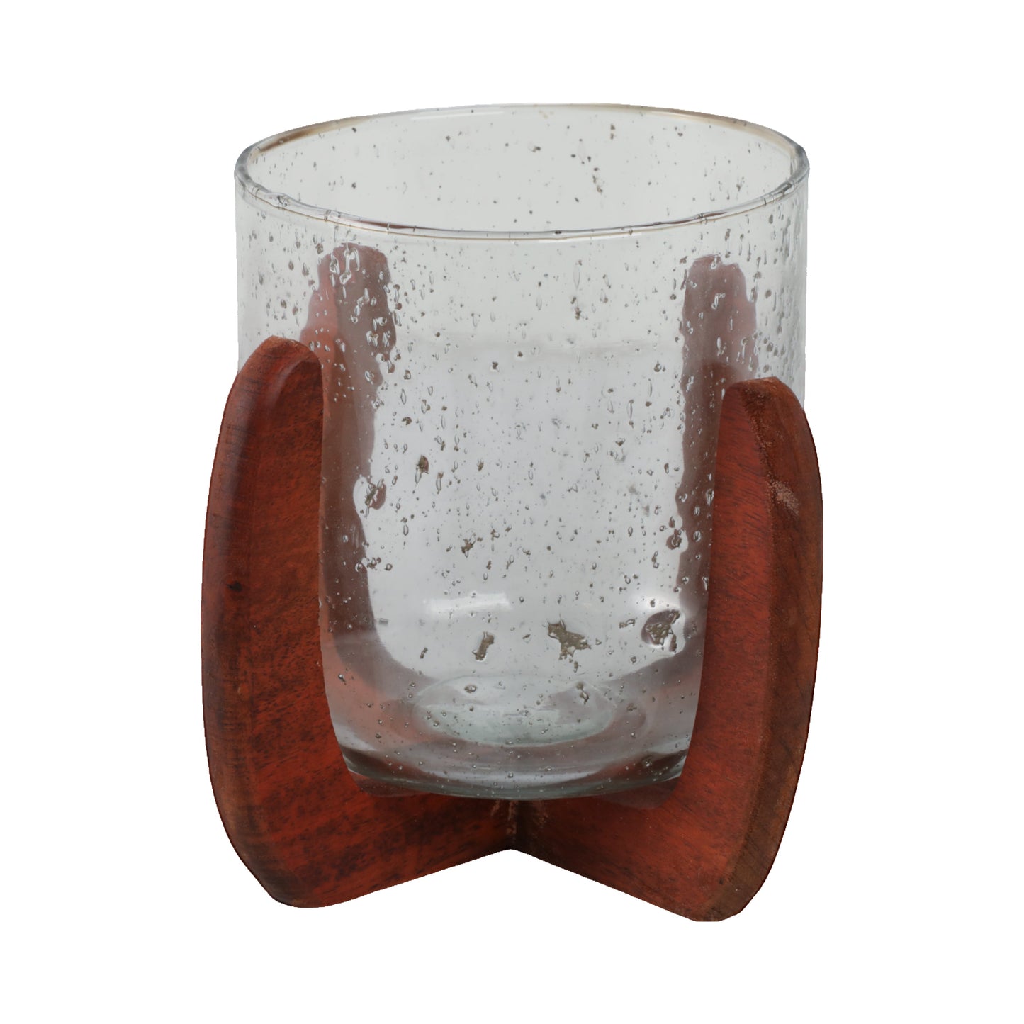 Glass, 8" Votive Holder W/ Base, Brown/clear