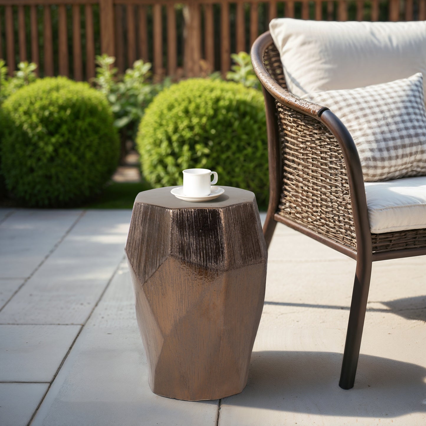 20" Tiziano Ceramic Bronze Garden Stool