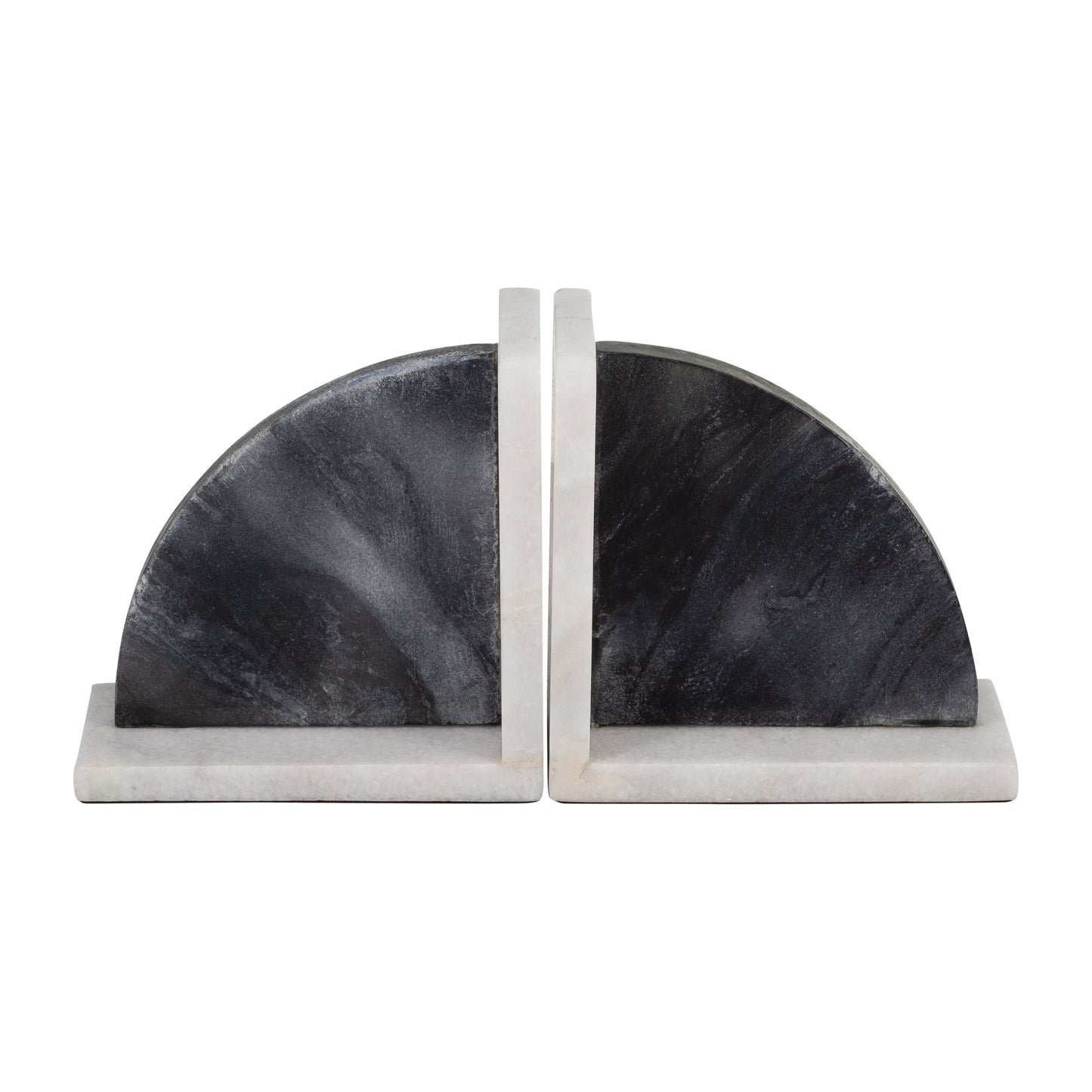 17779 |MARBLE,S/2 6"H,ROUNDED BOOKENDS,BLACK/WHITE