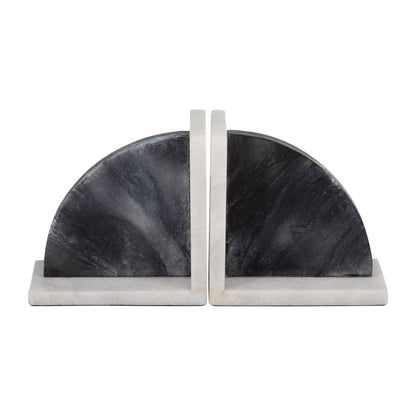 17779 |MARBLE,S/2 6"H,ROUNDED BOOKENDS,BLACK/WHITE