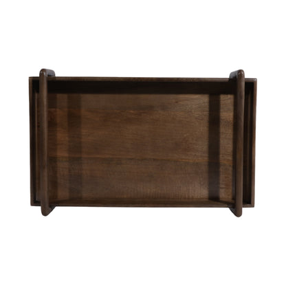 S/3 18/22/26" Kazu Wood Trays, Brown