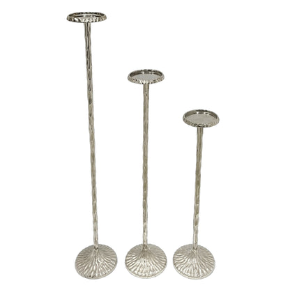 S/3 26/32/40" Crestin Silver Tall Candleholders Kd