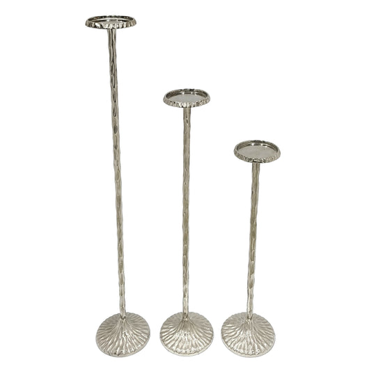 S/3 26/32/40" Crestin Silver Tall Candleholders Kd