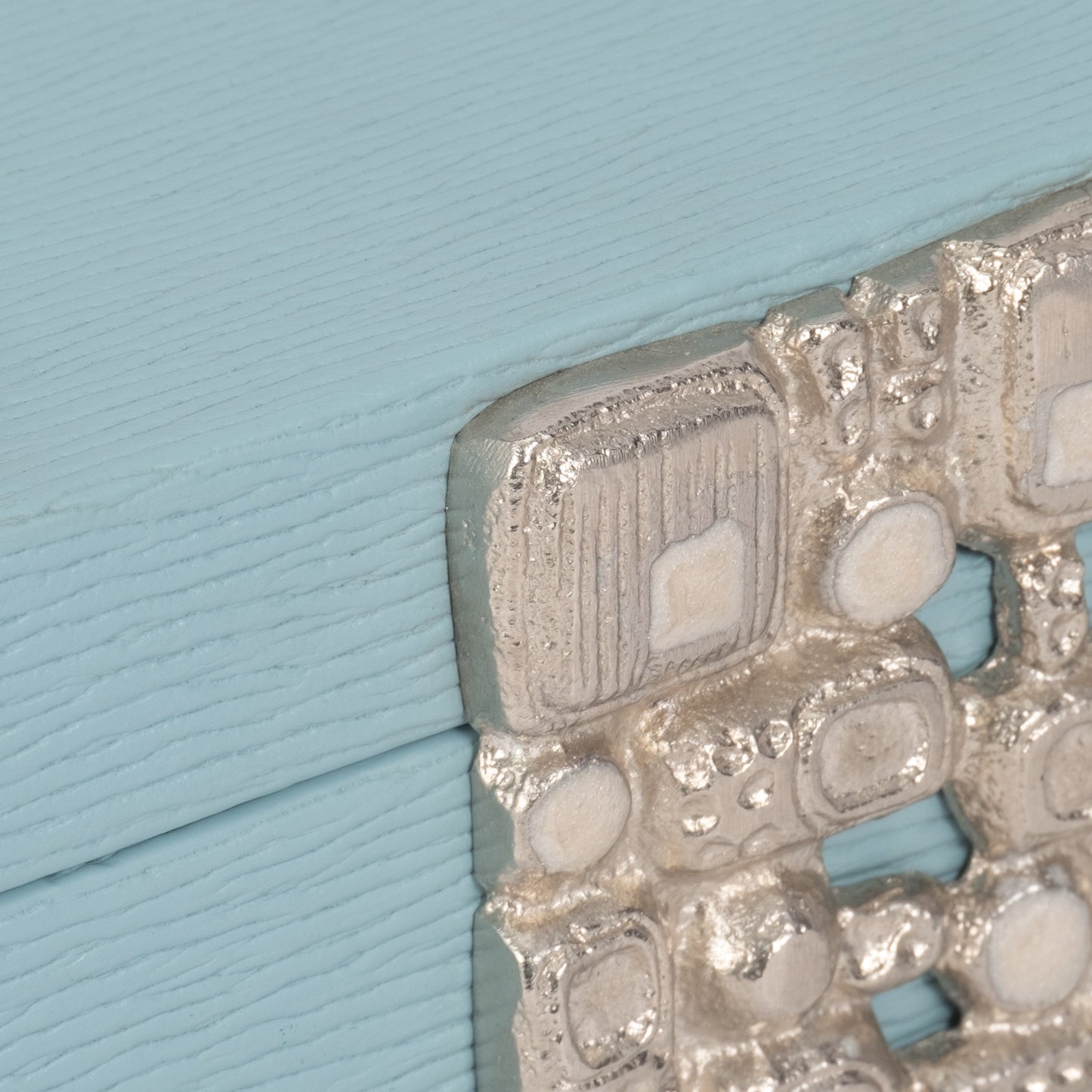 Faux Leather, 8" Crinkle Box, Blue/silver