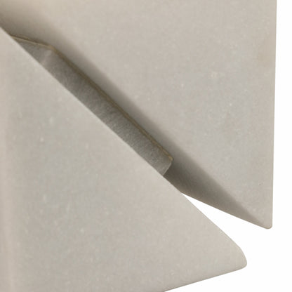 4" Cut Marble Cube, White