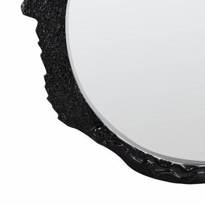 35" Eron Metal Wall Mirror, Black
