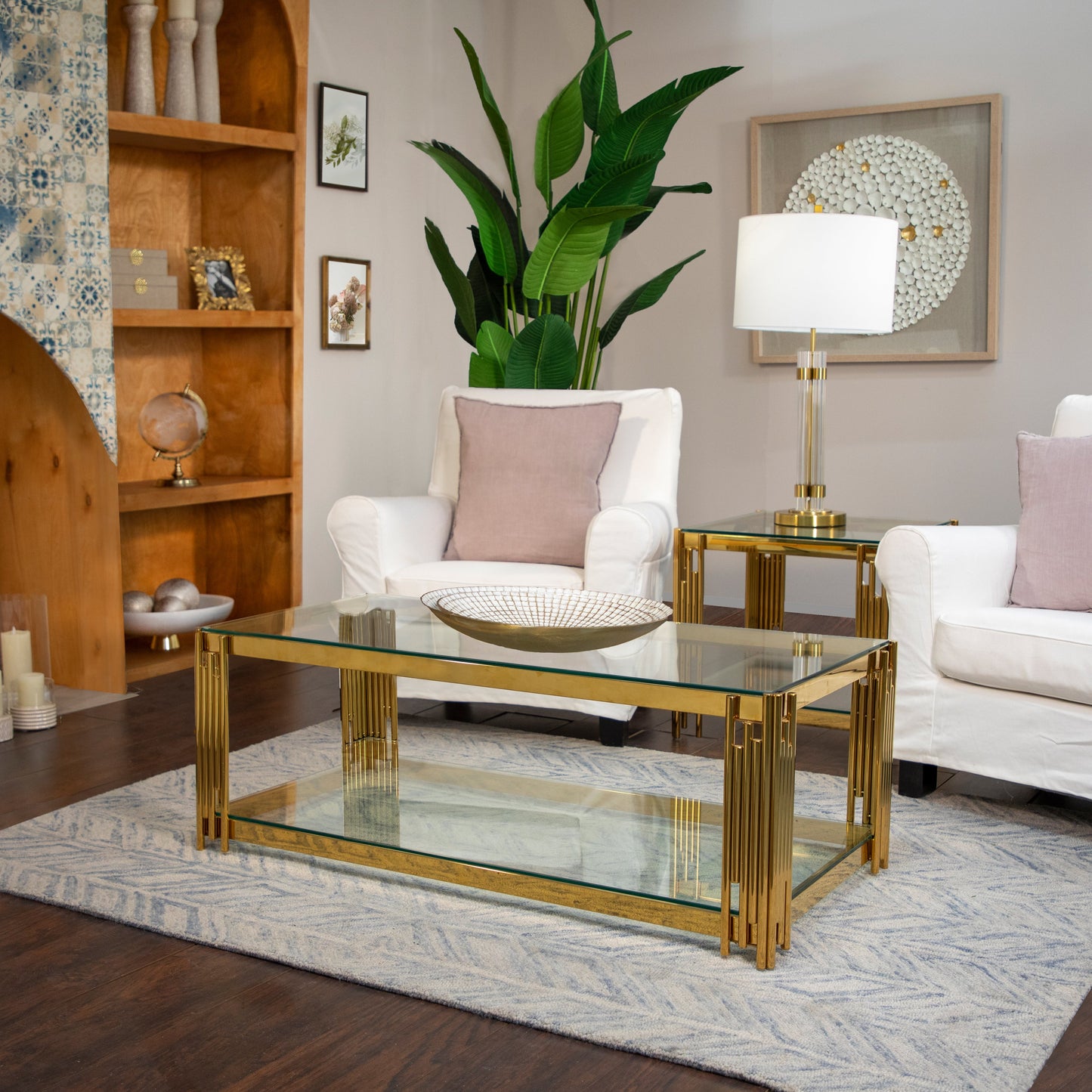 S/2 METAL 18/21" ROUND PLATES, IVORY/CHAMPAGNE