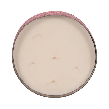 Glass, 8" 49 Oz Crackled Bowl Scented Candle, Pink