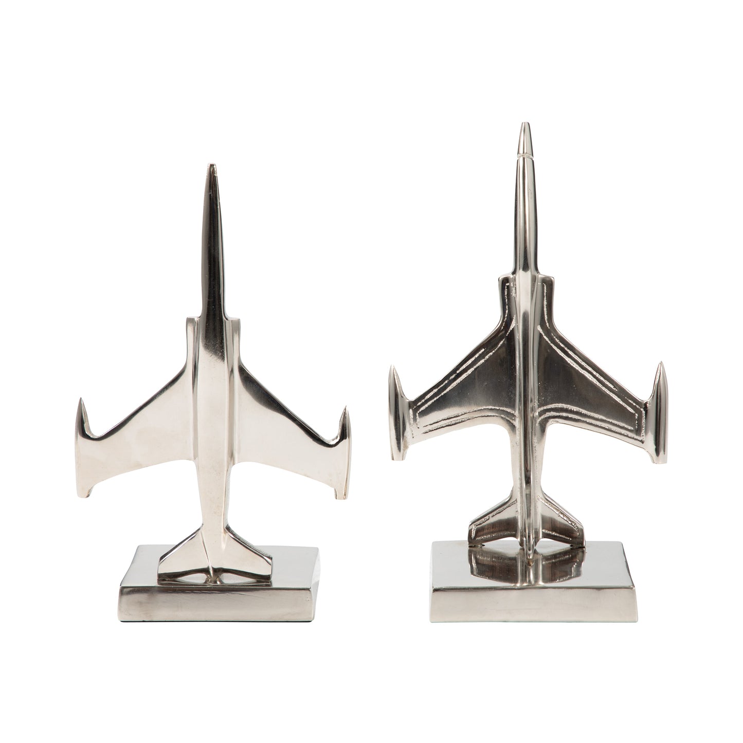 S/2 9" Orleans Silver Plane Bookends