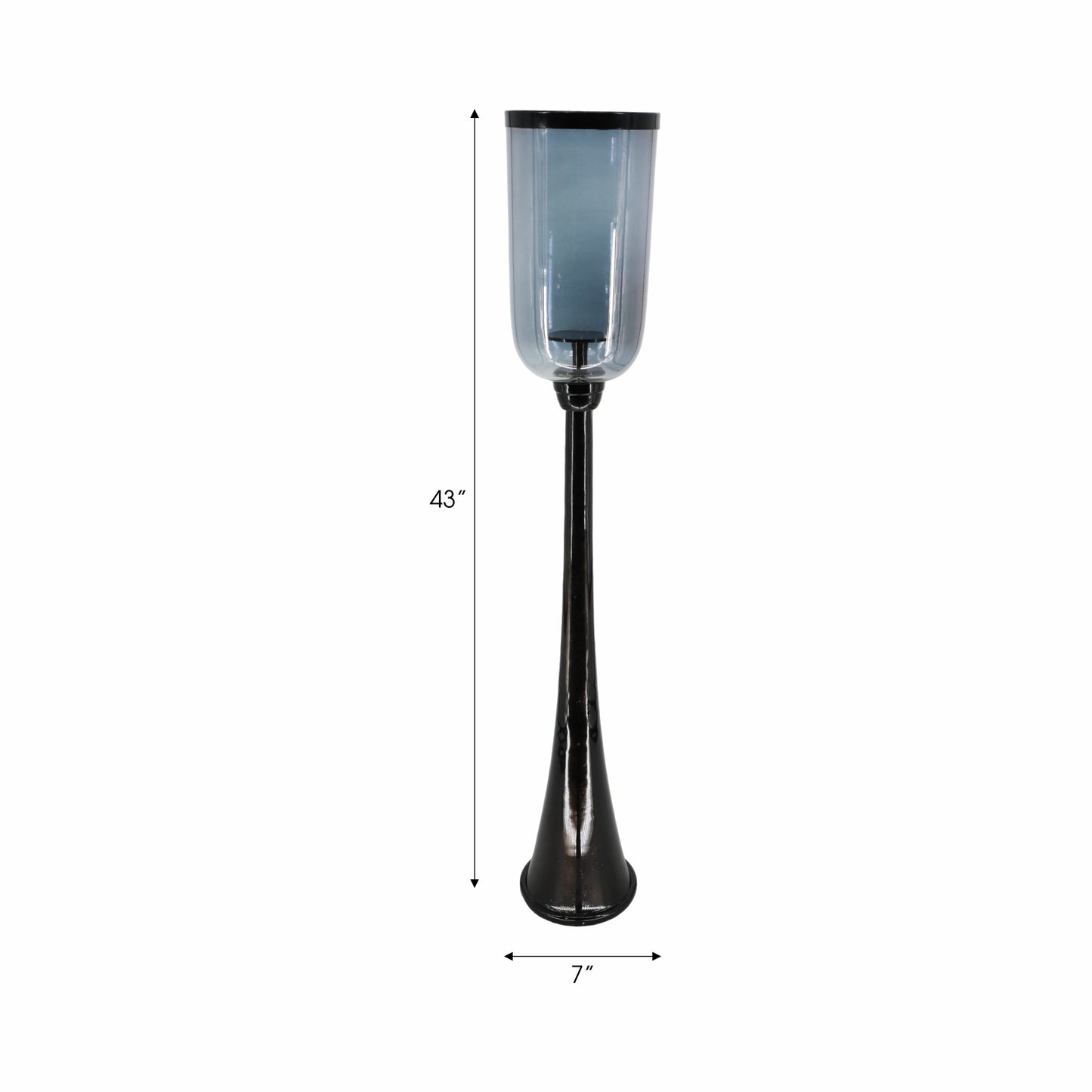 43" Ember Large Black Glass Candle Hurricane