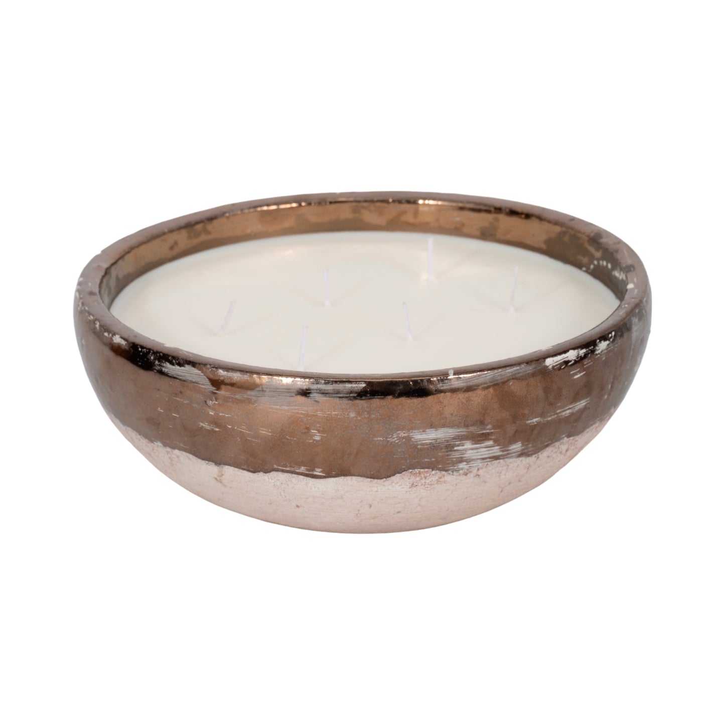 12" 57 Oz Pine Bowl Candle, Grey/gold