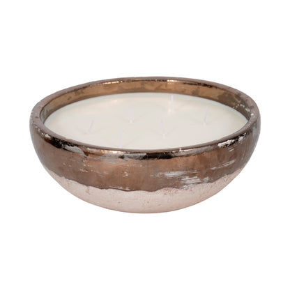 12" 57 Oz Pine Bowl Candle, Grey/gold