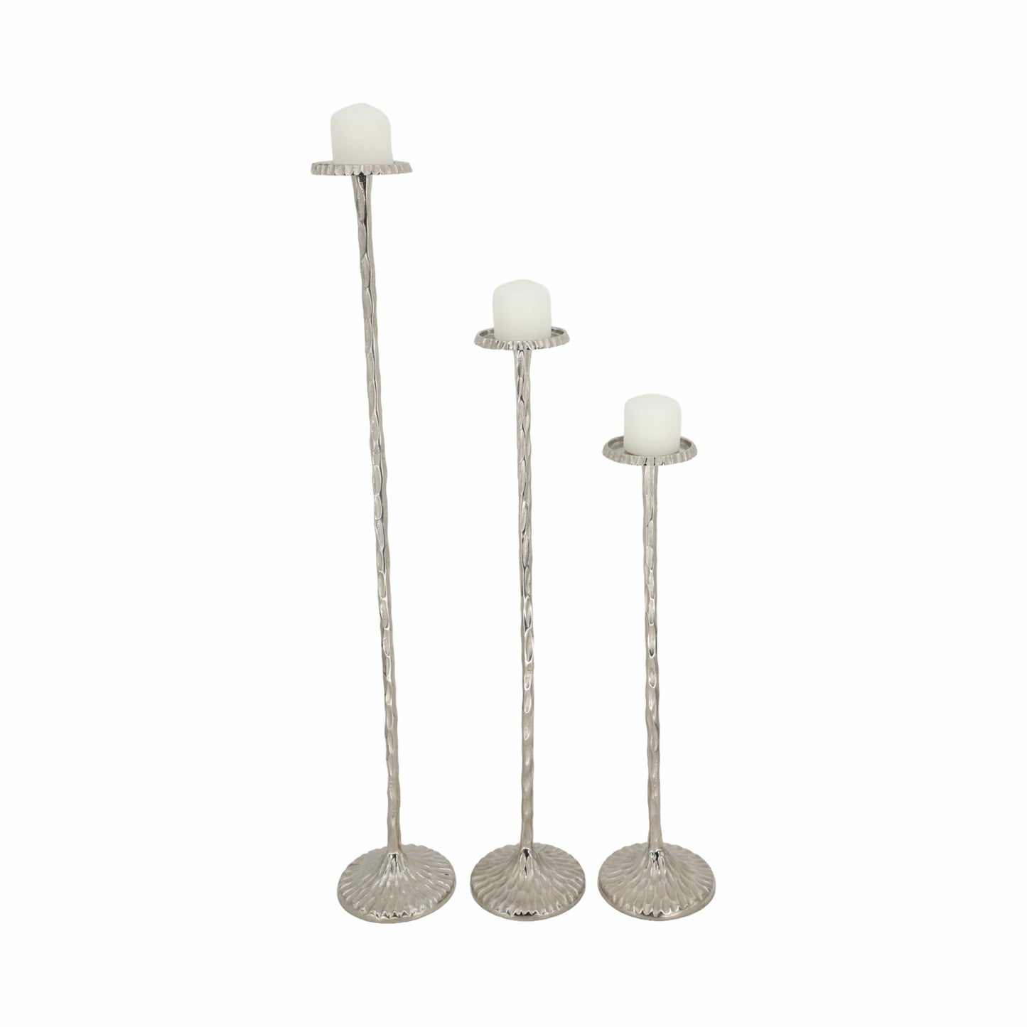 S/3 26/32/40" Crestin Silver Tall Candleholders Kd