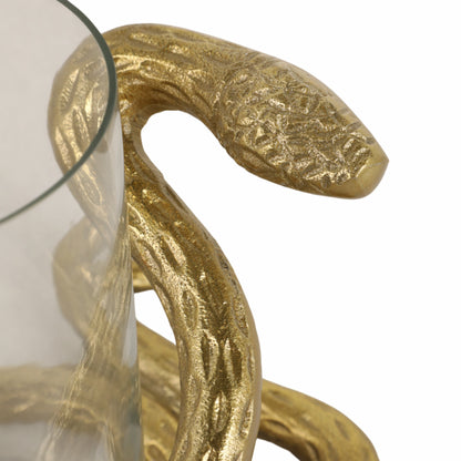 9" Snake Around Pillar Holder, Gold