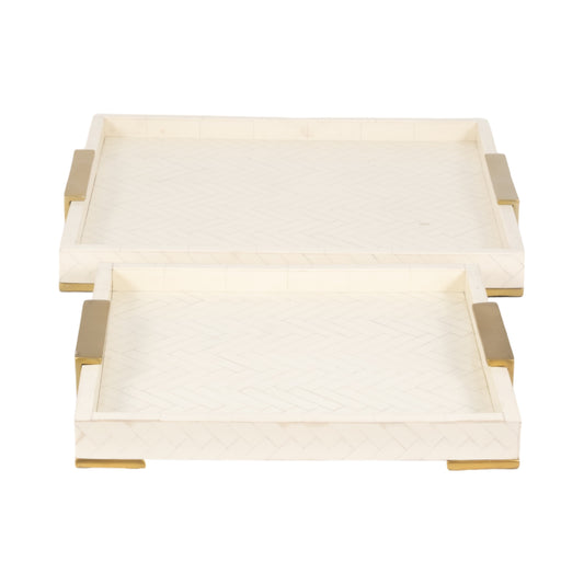 S/2 16/20" Carley Resin Trays, Natural