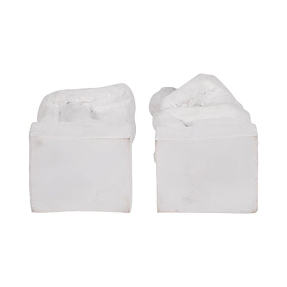 S/2 7" Thinking Man Bookends, White