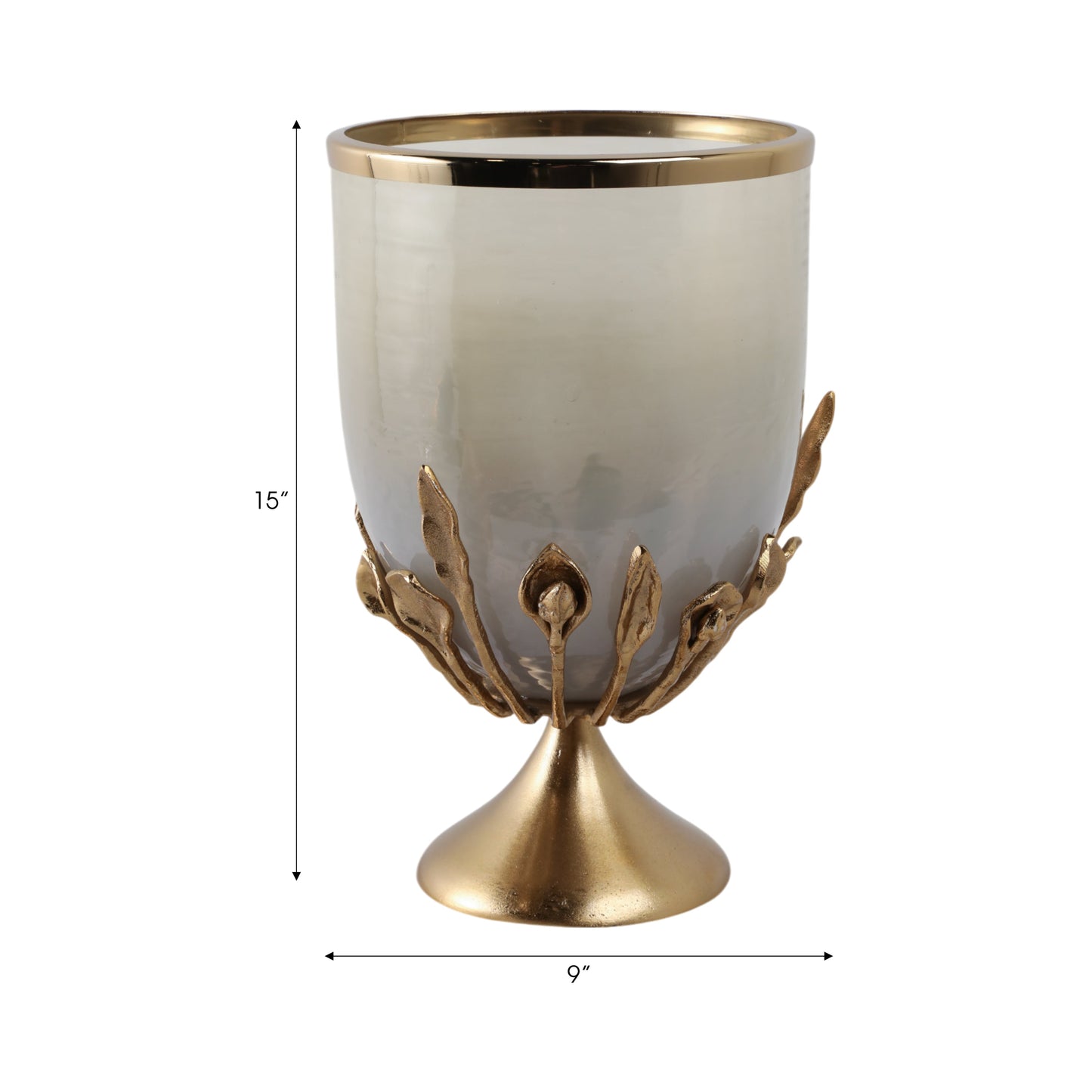 15" Eaves Small Glass And Metal Hurricane