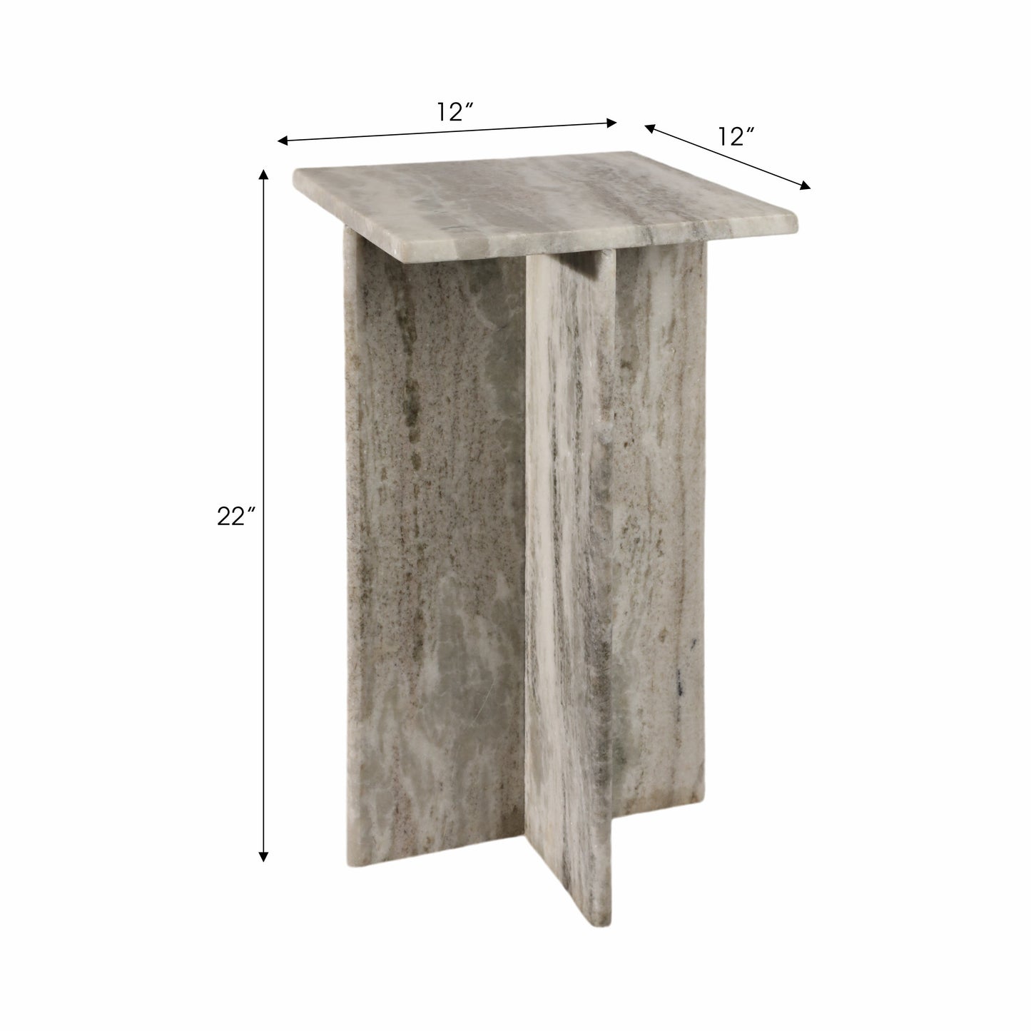 22" ROMMI SMALL MARBLE TABLE, WHITE