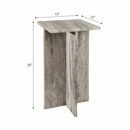22" ROMMI SMALL MARBLE TABLE, WHITE