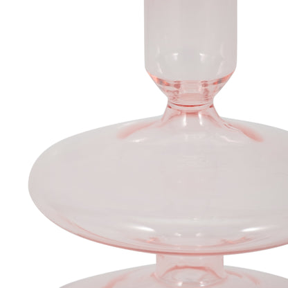 20118-10 |5" Vintage Glass Taper Candle Holder, Pink