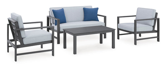 Fynnegan Outdoor Loveseat with Table (Set of 2)