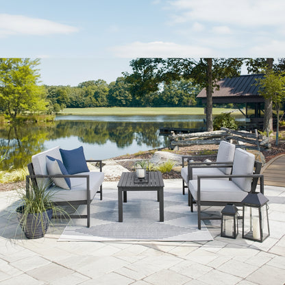 Fynnegan Outdoor Loveseat with Table (Set of 2)