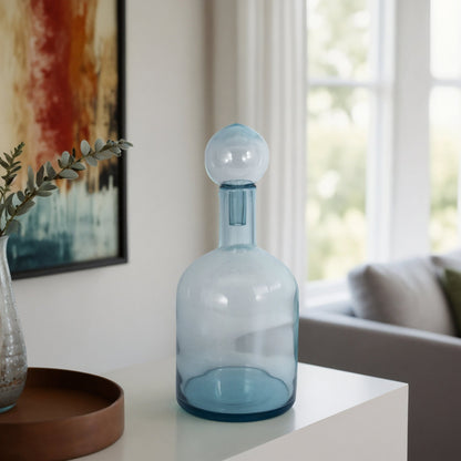 Glass Bottle With Stopper, Light Blue |20542-02
