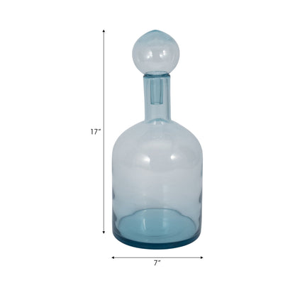 Glass Bottle With Stopper, Light Blue |20542-02