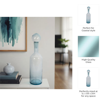 Glass Bottle With Stopper, Light Blue |20542-02