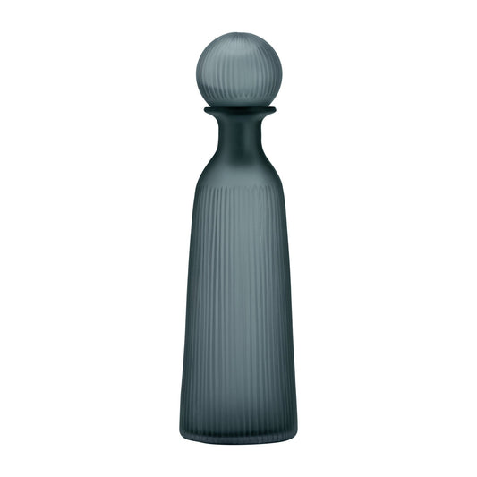 GLASS, 13"H VASE W/ LID, BLUE/GRAY |17391-02