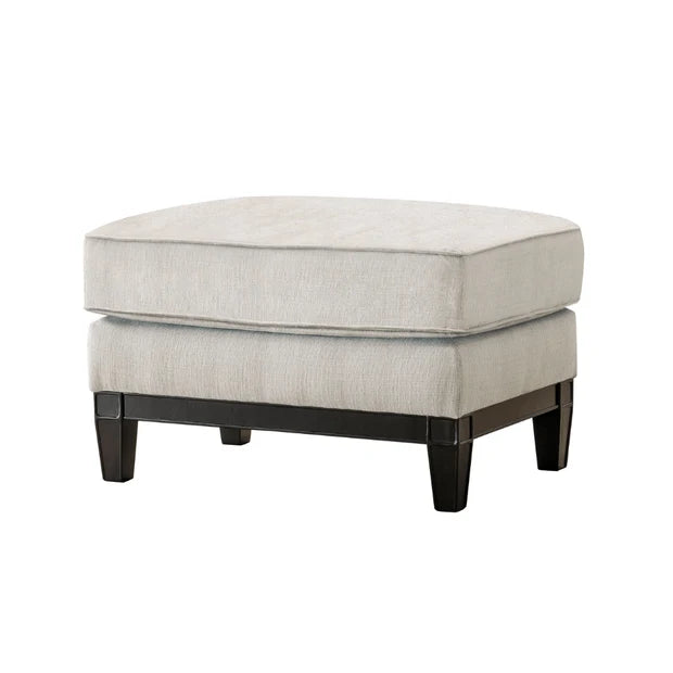 Greek Key Off White Ottoman
