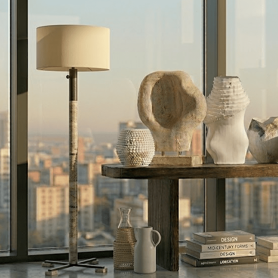 Library Floor Lamp - Gray Stone