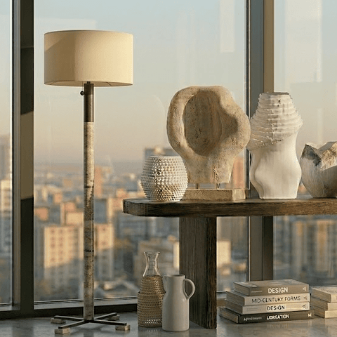 Library Floor Lamp - Gray Stone