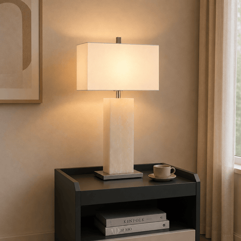 Alabaster Cream Table Lamp Luma Stone Collection