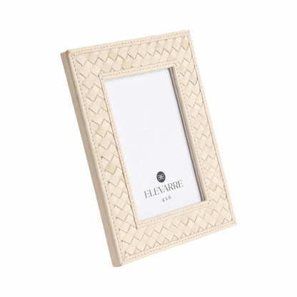 LUANDA LETHER 5X7 PHOTO FRAME, CREAM